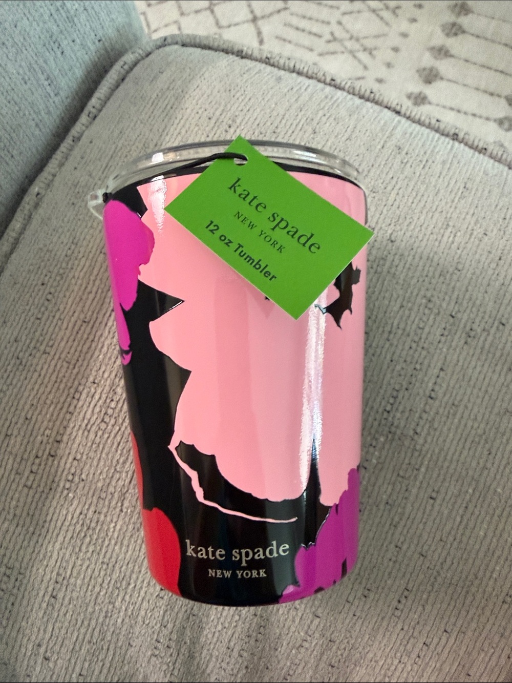 kate spade green & white Painterly Blooms Stainless Steel Water Bottle Tag